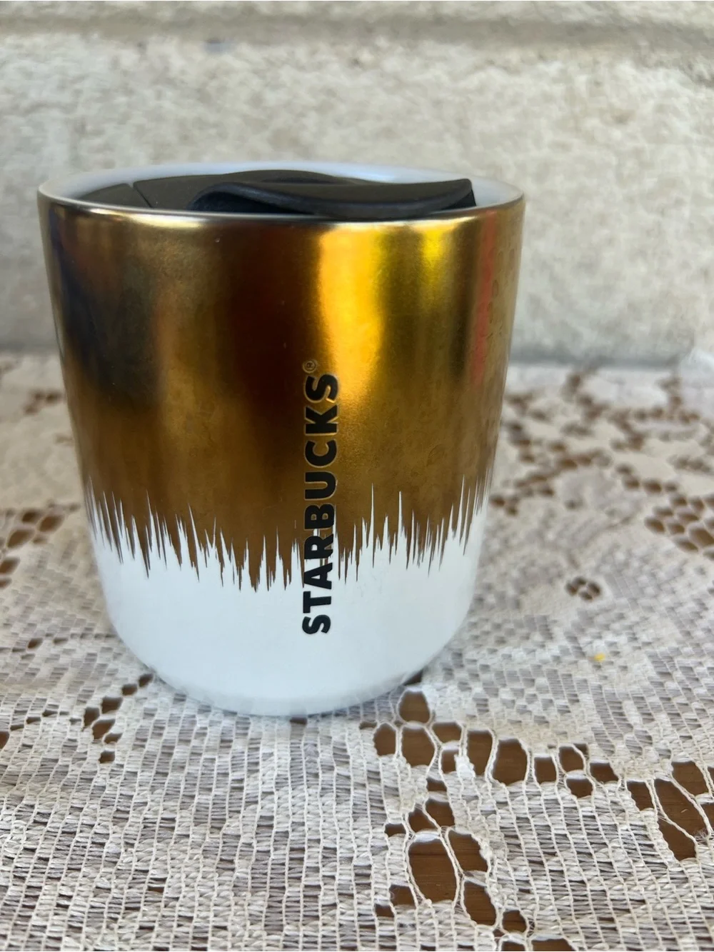 Starbucks Metallic Gold and White Insulated Tumbler